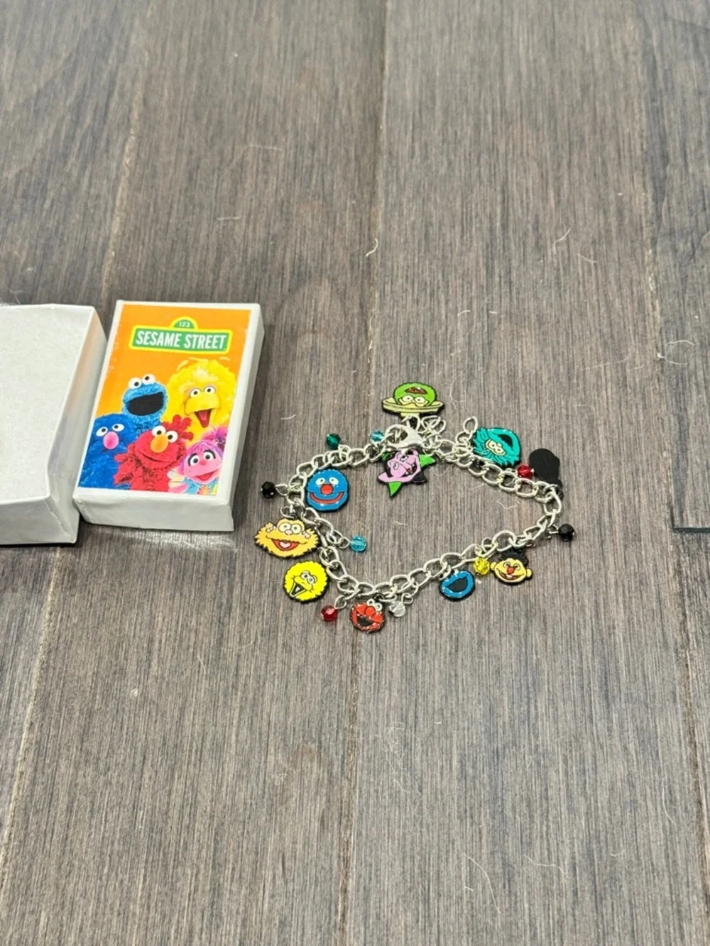 NWT CUSTOM MADE Sesame Street Silver Character Charm Bracelet Girls Elmo